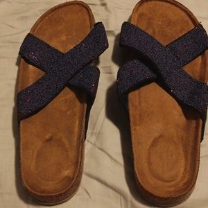 Blue and pink sparkle sandals size 10